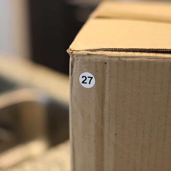 White with Black Number 27 Circle Dot Stickers, 3/4 Inch Round, 500 Labels on a Roll