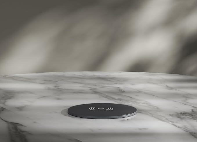 Pop up Outlet - 4-inch Hole,4-AC Outlet,20W USB C,15W Wireless Charging,2-USB Port,Desktop Recessed Grommet Power Outlet for Kitchen Island Countertop,6 ft Cable,Grey