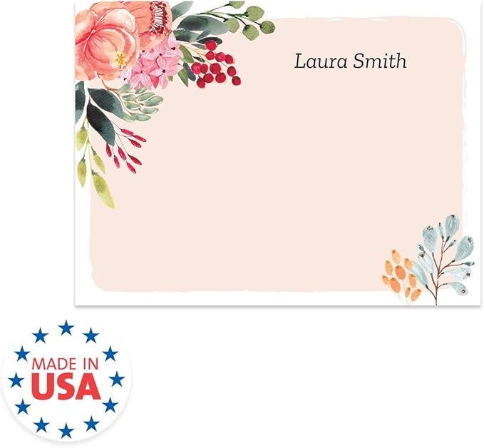 Personalized Pink Floral Sticky Notepads/Modern 3" x 4" Custom Writing Pads / 6 Customized Sticky Notes Pads / 50 Sheets Per Pad/Made in The USA