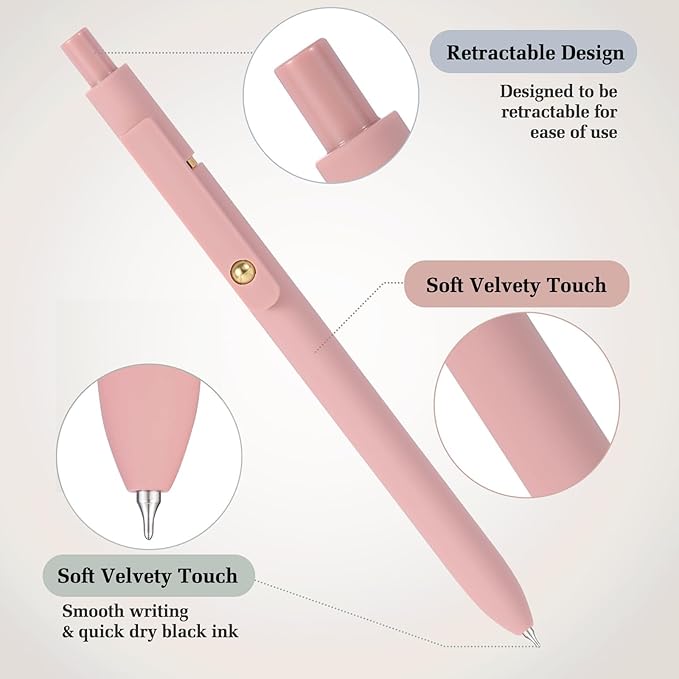 FIOVER 12Pcs Gel Pens, 0.7mm Medium Point Smooth Writing Pen, Black Gel Ink Journaling Supplies for Note Taking, Cute Aesthetic Office School Supplies Gifts for Women(12PCS Black Ink)