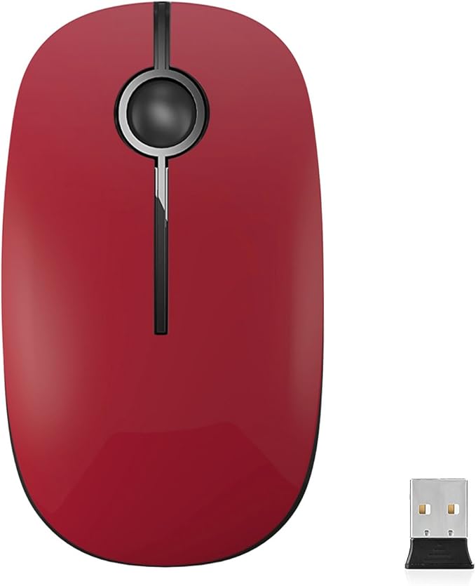 VssoPlor Wireless Mouse, 2.4G Slim Portable Computer Laptop Mouse with Nano Receiver Quiet Silent Optical Mice for Notebook, PC, Laptop, Computer-Black and Red