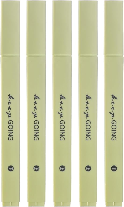 DIVERSEBEE Bible Highlighters with Soft Chisel Tip, 5 Pack Single Color Pens No Bleed, Quick Dry, Cute Aesthetic Markers for Bible Study Journaling Supplies (Green)