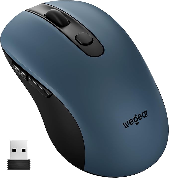 USB Wireless Mouse for Laptop PC Mac, 2.4GHz Cordless Mouse with 6 Buttons, 5-Level Adjustable 4000 DPI, Ergonomic Portable Optical Computer Mice, 24-Month Battery Life-Dark Green