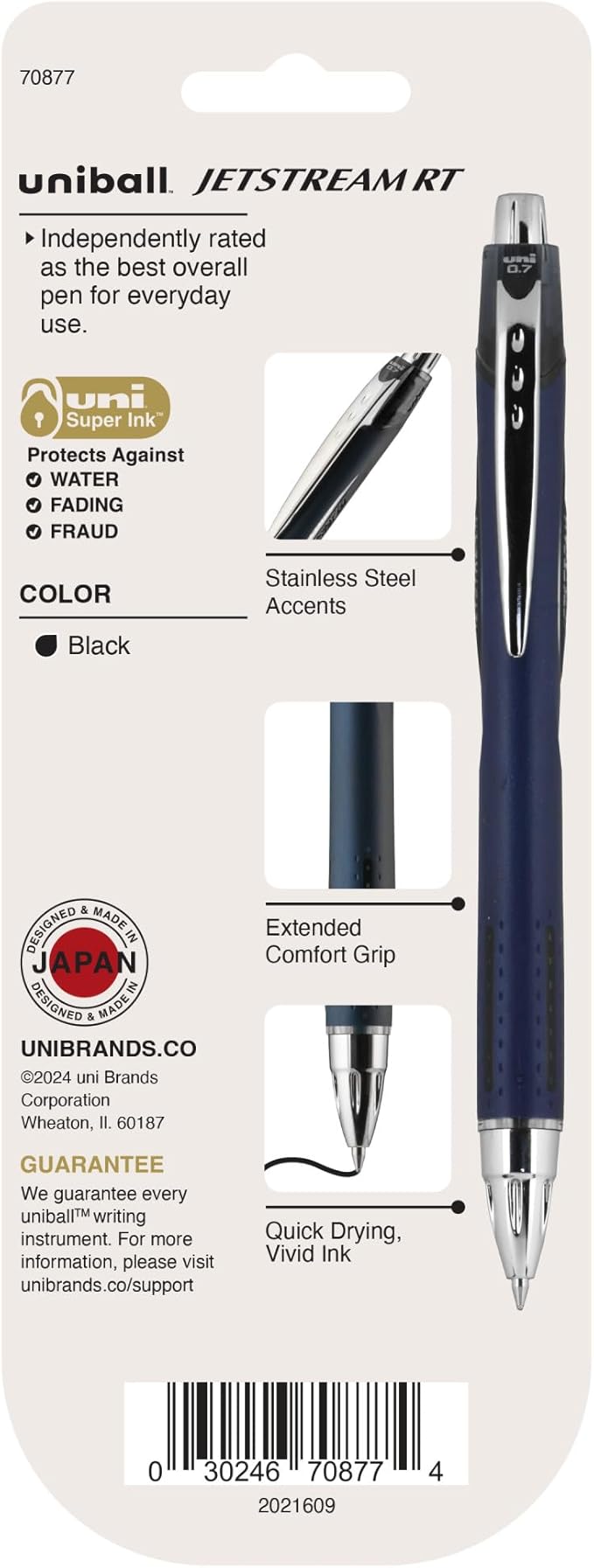 Uni-Ball Jetstream RT Pens - NY Times Wirecutter Best Pen for Over a Decade - Pack of 3 Black Fine Point Pens, 0.7mm - Back to School Pens, Ballpoint Pens