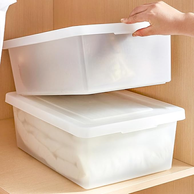 15 Quart Stackable Plastic Storage Bins with Lids,Container to Organize Shoes and Crafts on Closet Shelves,Garage, Totes, Tubs Boxes Organizing 4 Pack (4L)