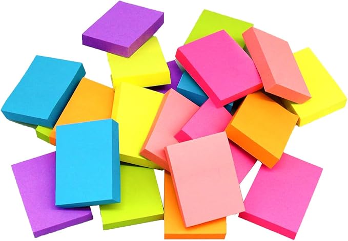 Mini Sticky Notes 1.5x2 Inches, Bright Colors Self-Stick Pads, 24 Pack, 75 Sheets/Pad,1800 Sheets