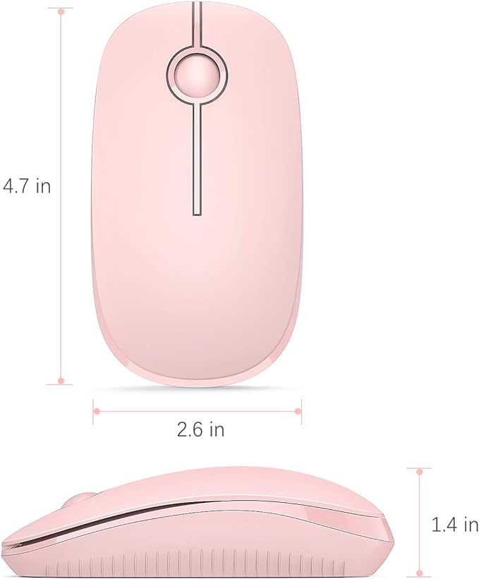 VssoPlor Wireless Mouse, 2.4G Slim Portable Computer Laptop Mouse with Nano Receiver Quiet Silent Optical Mice for Notebook, PC, Laptop, Computer-Pure Pink