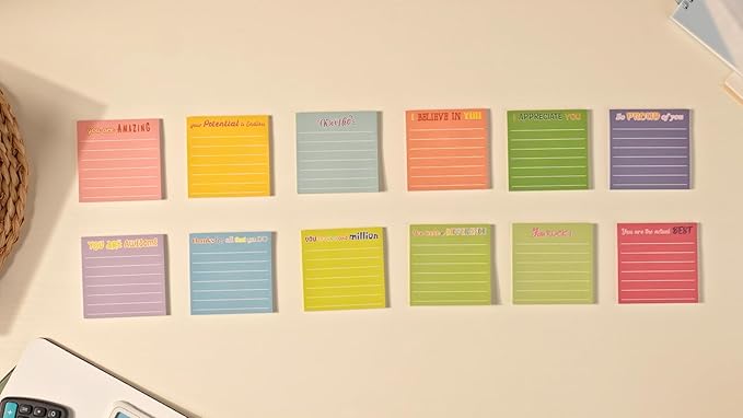 Yinder 24 Pcs Employee Appreciation Sticky Notes Xmas Gift Bulk Motivation Note Pads Mini Inspirational Note Gift for Teacher Nurse Staff Coworker Office Supply 3 x 3'' (Appreciation,Light Color)