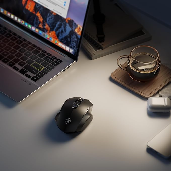 Uineer Wireless Mouse,Upgraded 2.4GHz Rechargeable (Battery Level Visible) Ergonomic Computer Mouse,4 Levels DPI, Wireless Mice for Laptop Computer(Matte Black)