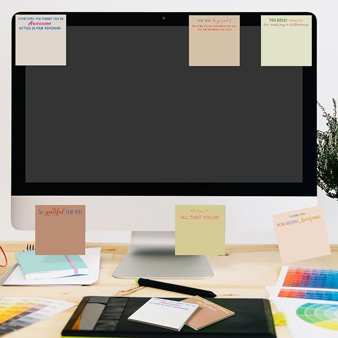 Yinder 24 Pcs Employee Appreciation Sticky Notes Xmas Gift Bulk Motivation Note Pads Mini Inspirational Note Gift for Teacher Nurse Staff Coworker Office Supply 3 x 3'' (Appreciation,Boho)