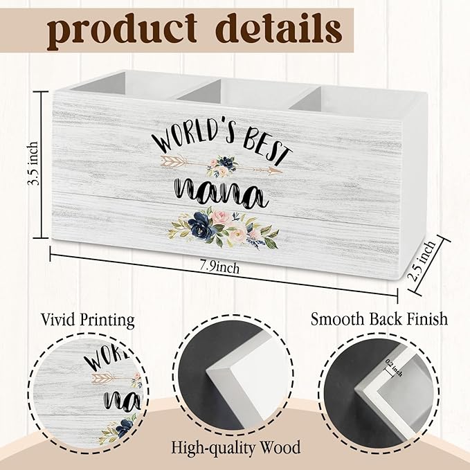 Nana Gifts Pen Pencil Holder Organizer for Desk Accessories, World's Best Nana Kitchen Utensil Holder for Countertop, Grandma Gifts for Christmas Birthday from Grandkids