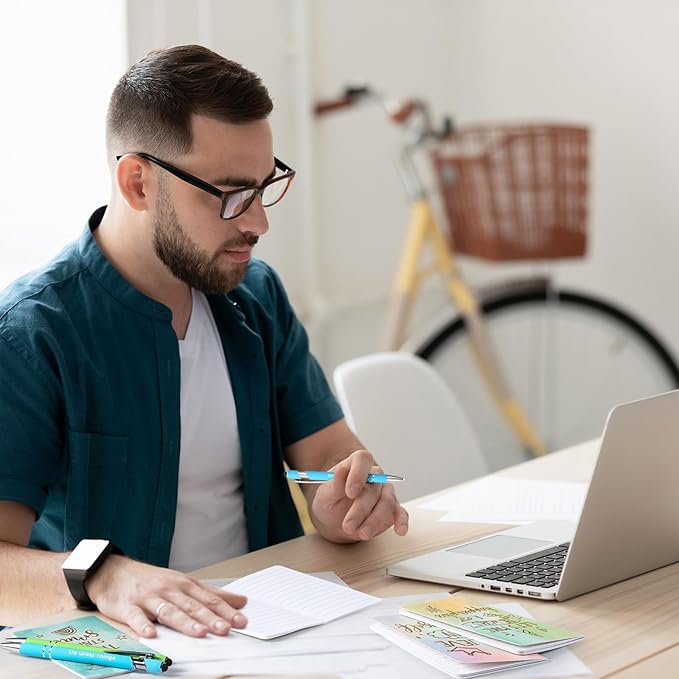 Funrous 32 Pcs Motivational Quote Pens Inspirational Notepads Mini Journal with Ballpoint Pen Small Notebooks Gift Set for Men Women Coworkers, Adult Party Favors Prizes Gift Bulk(Watercolor)