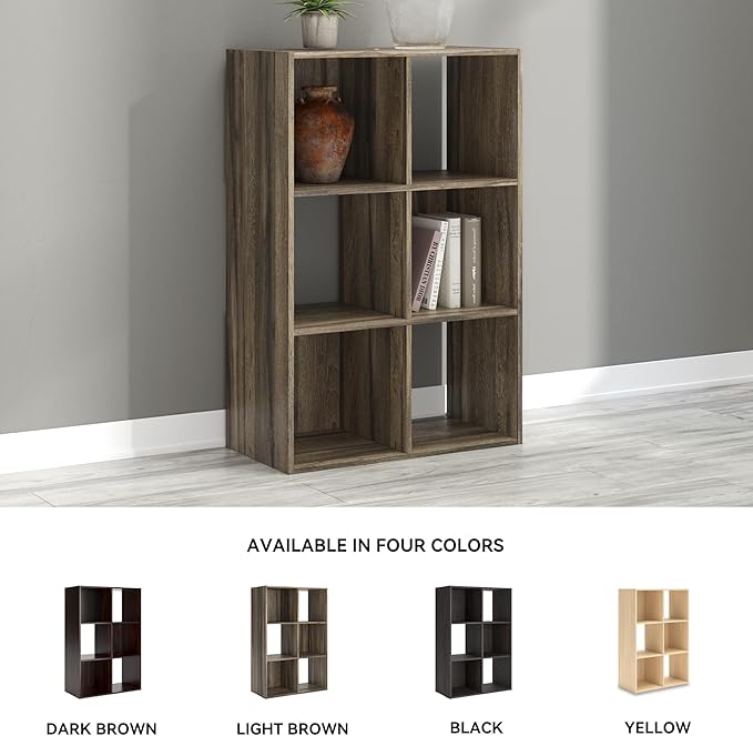 Signature Design by Ashley Shallifer 6 Cube Storage Organizer or Bookcase, Brown