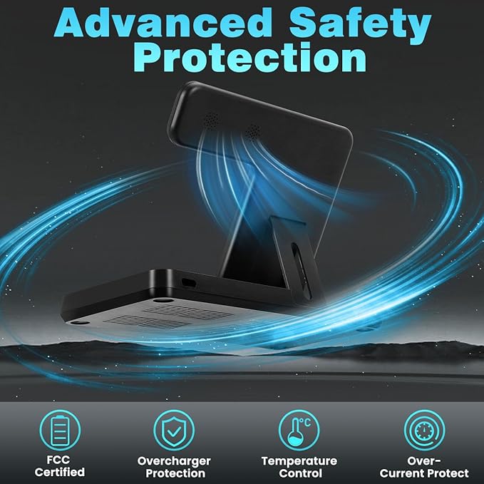 Magnetic 3 in 1 Charging Station for Multiple Devices,Mag-Safe Wireless Charger for iWatch & Airpods Pro 3 2, Foldable Charging Stand Dock for iPhone 12-16 Series with Adapter(Black)