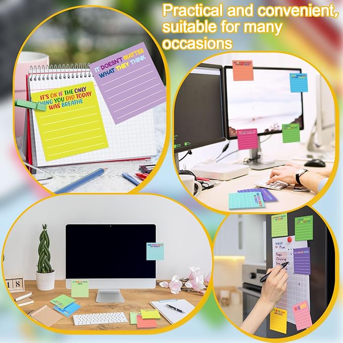 Yinder 24 Pcs Inspirational Sticky Notes Christmas Stocking Stuffers Motivational Sticky Notes Pad Employee Appreciation Gift Bulk for Teacher Nurse Coworker Office 3 x 3'' (Mental Health,Dark Color)