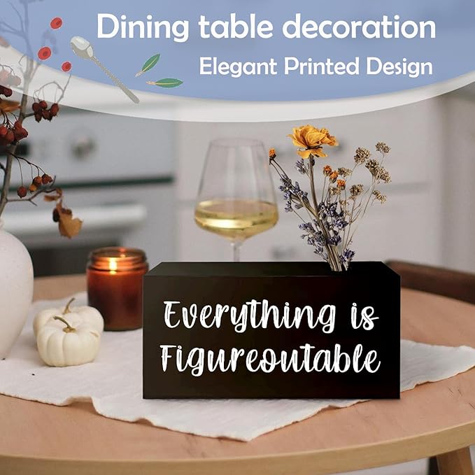 SNNDER Everything is Figureoutable Single Pen holder for Desk, Inspirationsl Desk Decor, Positive Gifts for Women Men, Motivational Fountain Pen Holder for Home Office Desk Accessories