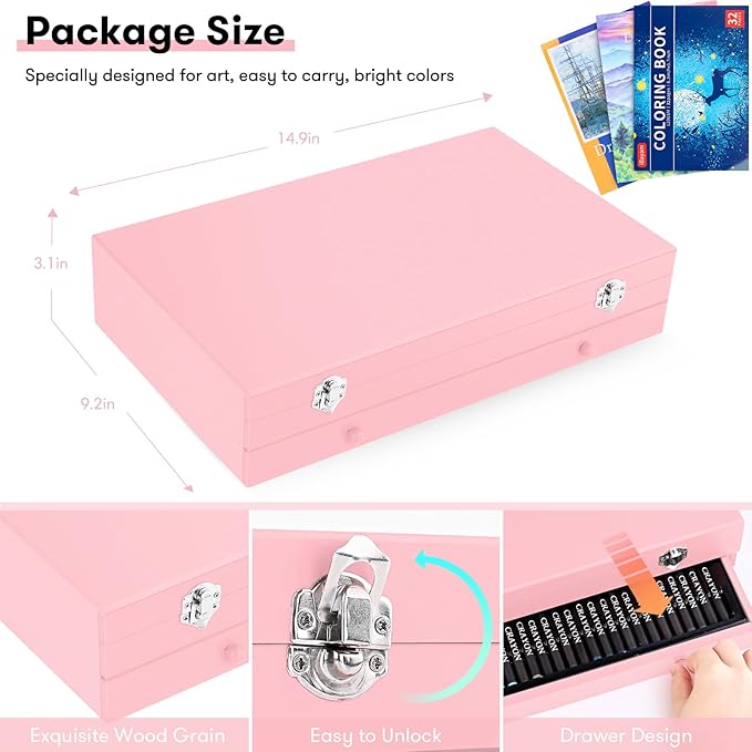 iBayam Christmas| Birthday Gifts for Kids Teen Girls Trendy Stuff 6-16 Year Old, 150-Pack Art Set Kits with 2 Sketch Pads, Coloring Book, Stocking Stuffers for Teens Girls, Cute Cool Fun Crafts Gifts