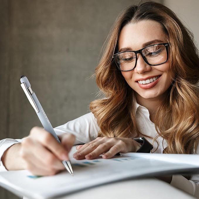 Zonon 12 Pcs Inspirational Pens Bulk Funny Ballpoint Pen with Stylus Tip Motivational Gifts for Christmas Teacher Coworkers Nurse School Office Supplies(Morandi,Motivational Style)