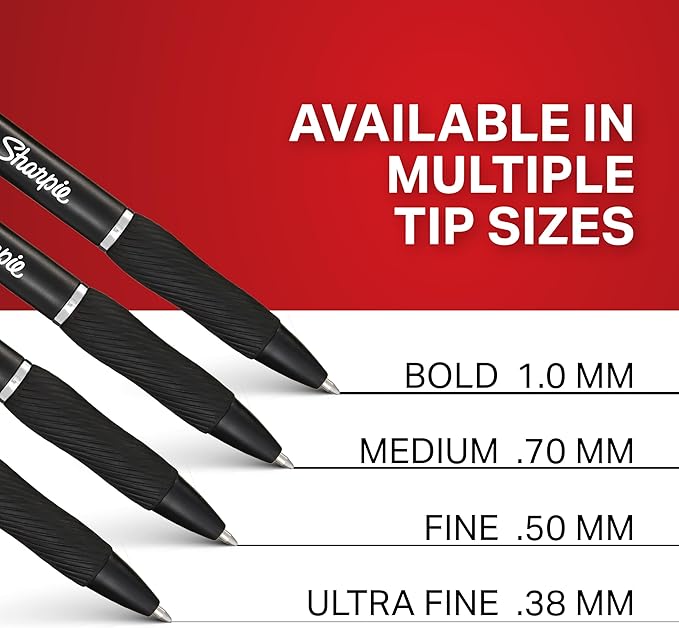 Sharpie S-Gel, Gel Pens, Bold Point (1.0mm), Black Ink, 12 Count - Writing, Journaling, Note-Taking, College, Teacher Supplies, Office, Back to School