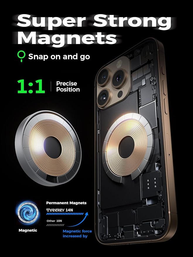 THREEKEY Charging Station, for MagSafe Charger with 180° Rotation, Qi2 15W Fast Charging Pad with Dual-Sided Magnets, Magnetic Wireless Charger Stand for iPhone 16-12 Series/Airpods (TZH103 White)