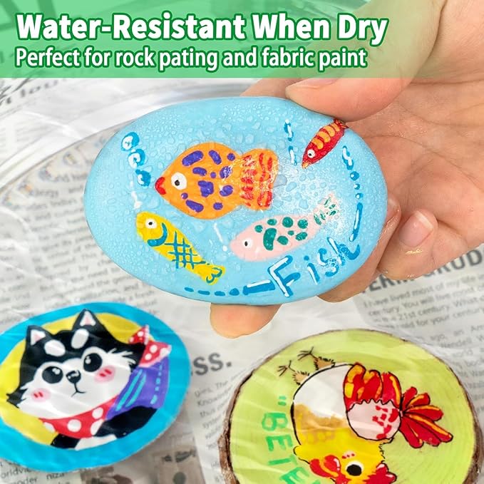 Acrylic Paint Markers Paint Pens, 36 Colors Dual Tip Direct Liquid Acrylic Markers with Automatic Ink Control System, Fine & Brush Tip Art Supplies for Rock Painting, Wood, Stone, Fabrics, DIY Craft