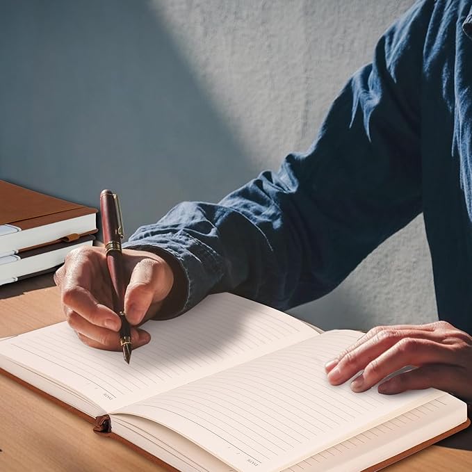 CAGIE Lined Journal Notebook for Men Women 320 Pages Leather Journals for Writing A5 Thick Hardcover Journaling Notebooks for Work Note Taking Diary, 5.7x8.3 in, Dark Brown