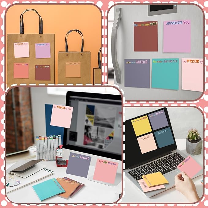 Yinder 24 Pcs Inspirational Sticky Notes Christmas Stocking Stuffers Motivational Sticky Notes Pad Employee Appreciation Gift Bulk for Teacher Nurse Coworker Office 3 x 3'' (Thank You,Vintage Style)