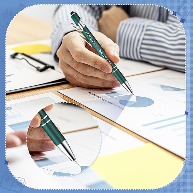 Zonon 12 Pcs Inspirational Pens Bulk Funny Ballpoint Pen with Stylus Tip Motivational Gifts for Christmas Teacher Coworkers Nurse School Office Supplies(Fancy Color,Funny Week)