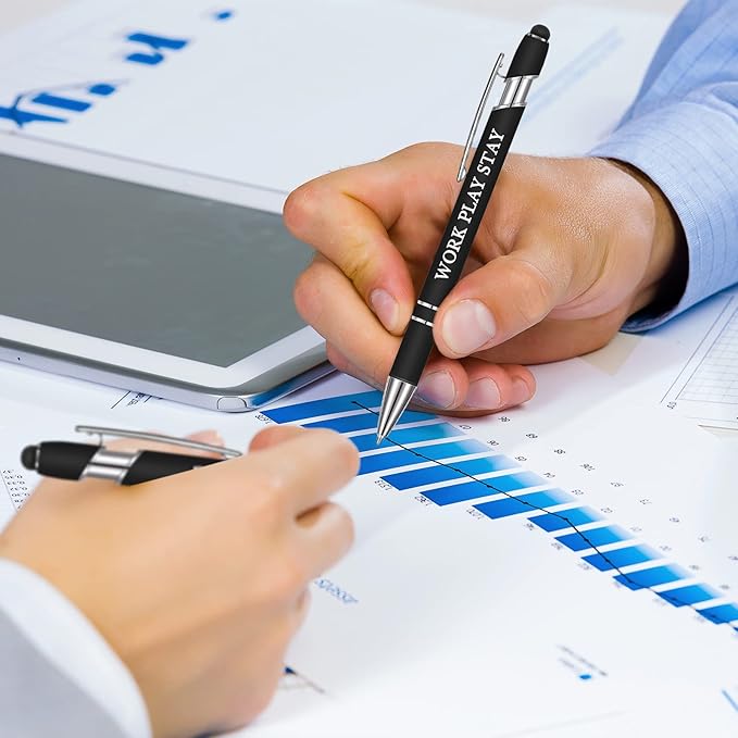 Zonon 12 Pcs Inspirational Pens Bulk Funny Ballpoint Pen with Stylus Tip Motivational Gifts for Christmas Teacher Coworkers Nurse School Office Supplies(Black,Motivational Style)