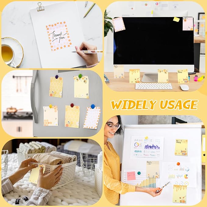 48 Pcs Bee Sticky Notes with Pens Bee Theme Stationery Set Cute Note Pads Adesive Memo Notes Honey Pattern Black Ink Ballpoint Pens for School Office Home Supplies Students Teachers Christmas