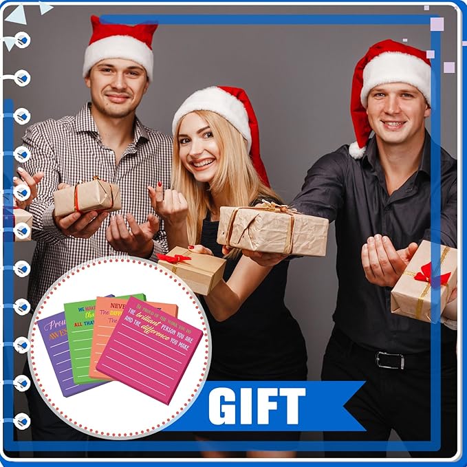 Yinder 24 Pcs Inspirational Sticky Notes Christmas Stocking Stuffers Motivational Sticky Notes Pad Employee Appreciation Gift Bulk for Teacher Nurse Coworker Office 3 x 3'' (Thank You,Dark)