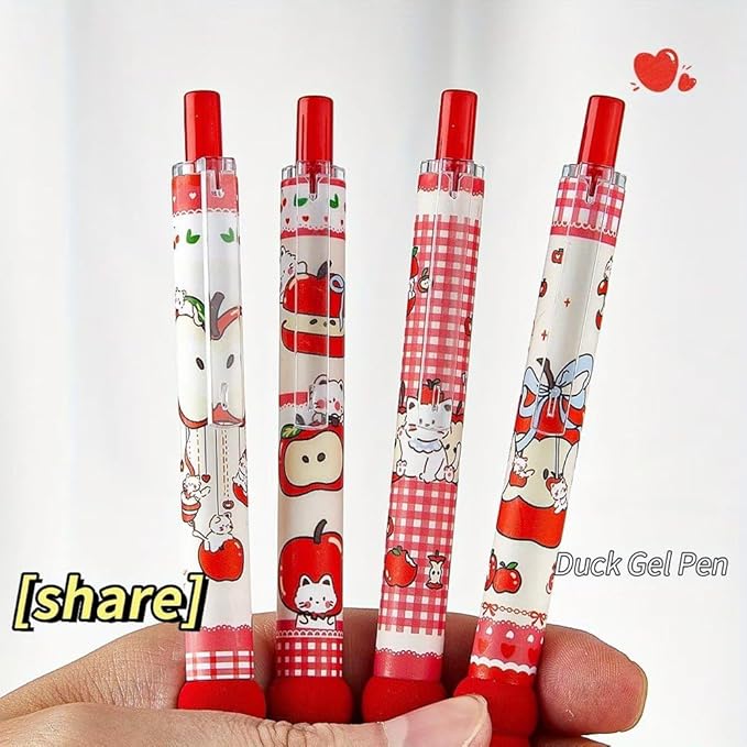 4pcs Cute Cat Gel Pens Set 0.5mm Black Ink Writing Cartoon Gel Pen Retractable Gel Pens Stationery for School