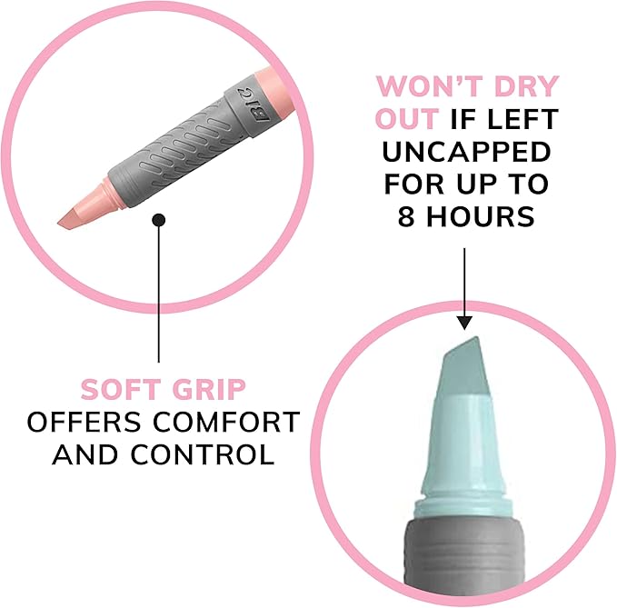 BIC Brite Liner Grip Pocket MINI Highlighter, Pastel Ink Colors, Chisel Tip, 6 Count (Pack of 1)