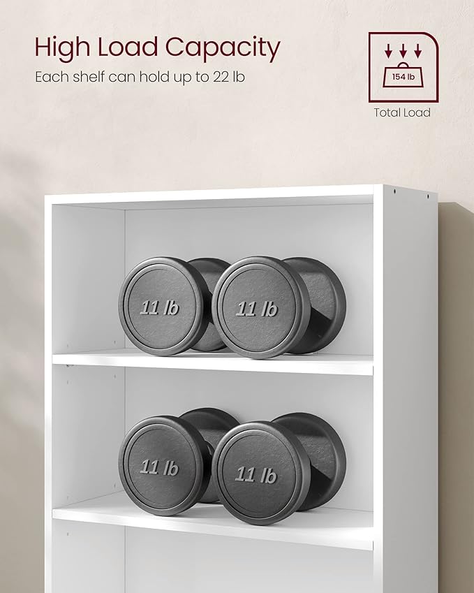 VASAGLE CUSTOS Collection - Bookshelf, 6-Tier Bookcase, Book Shelf, Open Storage Shelf, 9.4 x 23.6 x 63.3 Inches, for Living Room, Home Office, Dinning Room, Cloud White ULBC166T14