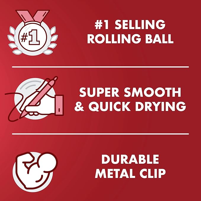 Pilot Precise V5 RT Refillable & Retractable Rollerball Pens, Extra Fine Point Pens 0.5 mm, Black, Pack of 6 - Ideal for School, Journaling & Office Writing