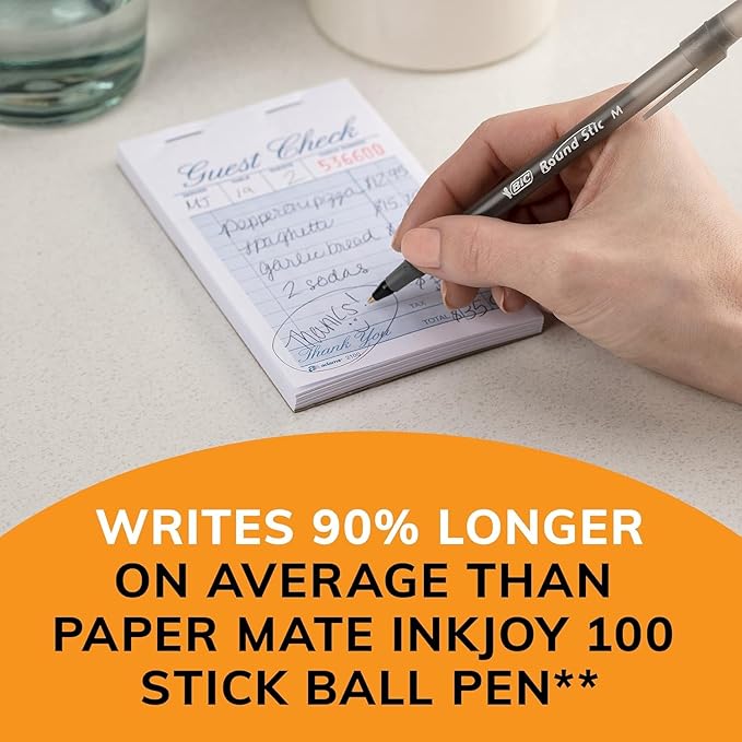 BIC Round Stic Xtra Life Black Ballpoint Pens, Medium Point (1.0mm), 36-Count Pack of Bulk Pens, Flexible Round Barrel for Writing Comfort, No. 1 Selling Ballpoint Pens