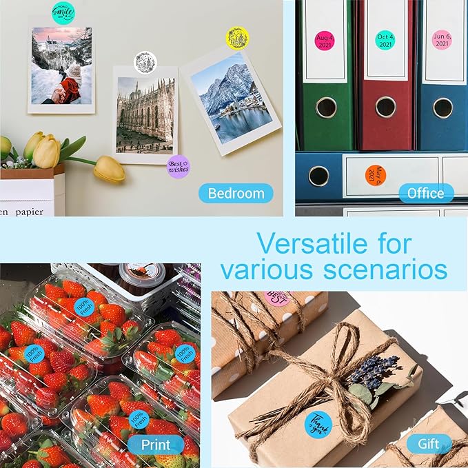 1 Inch Circle Dot Stickers 1000 PCS Color Coding Thermal Labels Dots Writable Printable Small Round Stickers for Office, Classroom, Inventory, Garage, Organizing Storage, DIY, Sky Blue