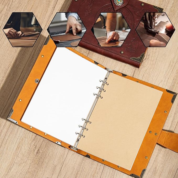 DUROTAN Journal Notebook Travel Refillable Unique A5 Binder 400 Page For Hardcover Journals for Women Men,Notebook for Work,Note Taking,Dnd Gift