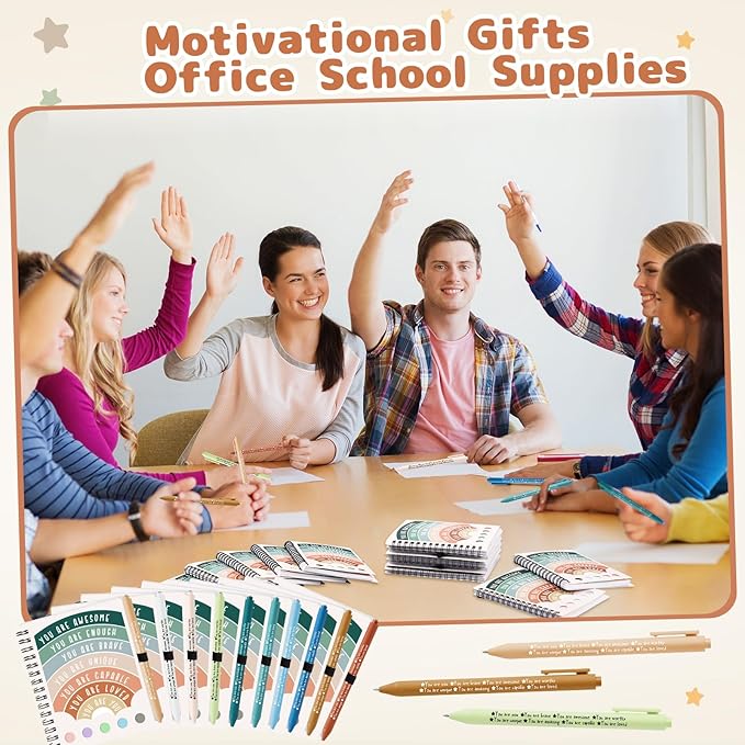 Janlaugh 40 Pcs Mental Health Gifts for Women Men Includes 20 Mental Health Journal 20 Inspirational Ballpoint Pen Self Care Notebook with Sticky Note Mood Tracker Gift for Student Medical Assistant