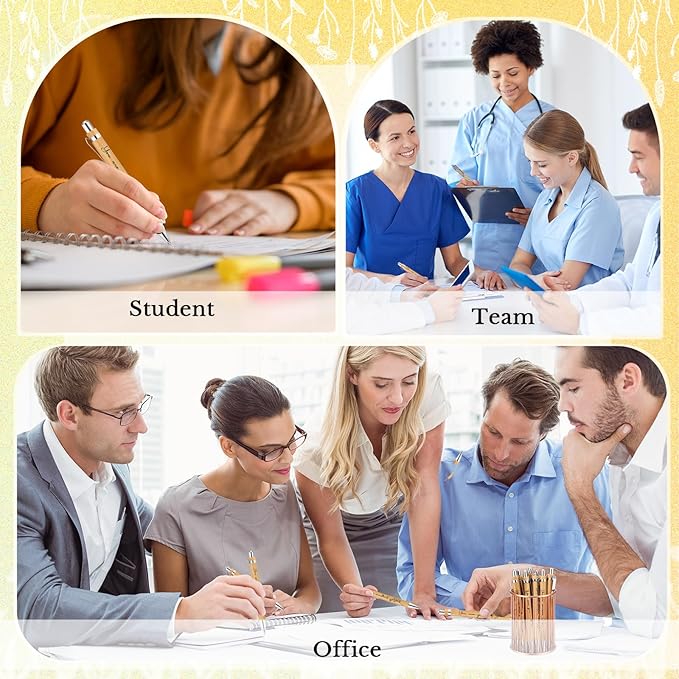 30 Pcs Inspirational Bamboo Pens Flower Ballpoint Pens Bulk with Black Ink Employee Appreciation Thank You Gift for Women Men Coworker Staff Christmas School Office Party Favors Supplies