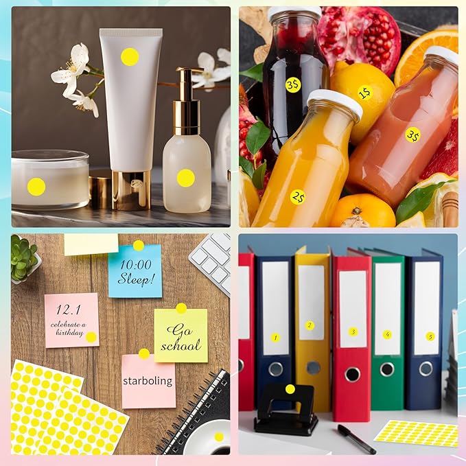 Starboling Dot Stickers, 1/2 Inch Yellow Circle Labels, 1400pcs Writable Color Coding Round Stickers for Office Classroom Garage Sale