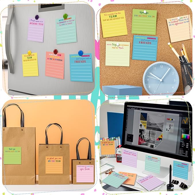 Yinder 24 Pcs Inspirational Sticky Notes Christmas Stocking Stuffers Motivational Sticky Notes Pad Employee Appreciation Gift Bulk for Teacher Nurse Coworker Office 3 x 3'' (Thank You,Light)