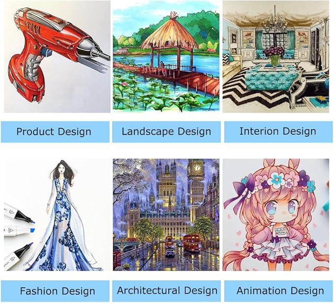 Caliart Markers, 100 Colors Dual Tip Art Markers Sketch Pens Permanent Alcohol Based, with Case for Adults Artists Drawing Illustration Sketching Coloring (White Barrel)