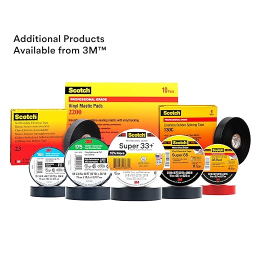 3M Scotch Vinyl Electrical Tape Super 88, 3/4 in x 66 ft, Black, 10 Rolls, Premium Grade, Rubber Resin Adhesive, PVC Backing, All-Season Heavy Duty Electric Tape