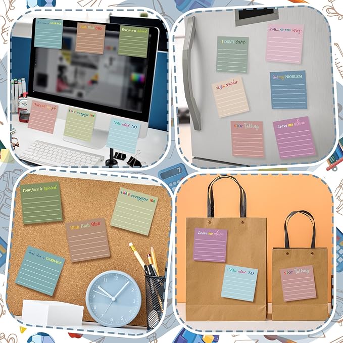 Yinder 24 Pcs Inspirational Sticky Notes Christmas Stocking Stuffers Motivational Sticky Notes Pad Employee Appreciation Gift Bulk for Teacher Nurse Coworker Office 3 x 3'' (Funny,Morandi Color)