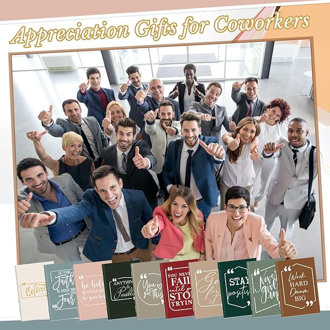 Fulmoon 50 Pcs Mini Motivational Notebooks Bulk for Employees Inspirational Small Pocket Notepads Mini Journal Team Gifts for Employee Appreciation Office Use (Joyous Colors)