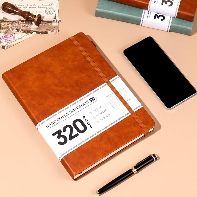 CAGIE Journal Notebook for Men Women Brown- B5 Large Journaling Notebooks Journals Leather for Writing Work Diary Hardcover Thick