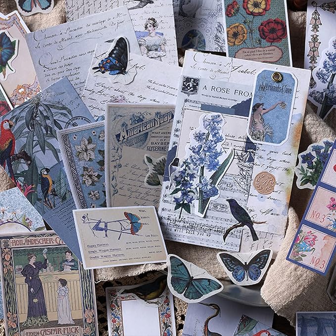 200PCS Vintage Scrapbooking Supplies Kit for Journaling, Scrapbook Sticker Paper Pack for for Bullet Journals Junk Journal Planners Aesthetic Cottagecore Room Decor Wall Art Collage Album