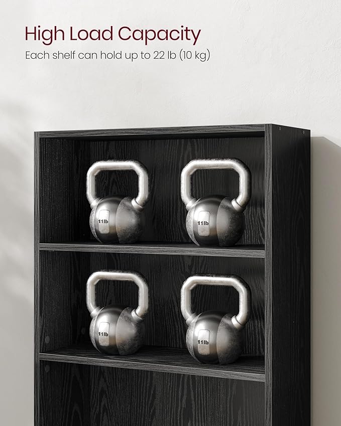 VASAGLE Custos Collection - Bookshelf, 3-Tier Bookcase, Book Shelf, Open Storage Shelf, 9.4 x 23.6 x 32 Inches, for Living Room, Home Office, Dinning Room, Ebony Black ULBC163T56