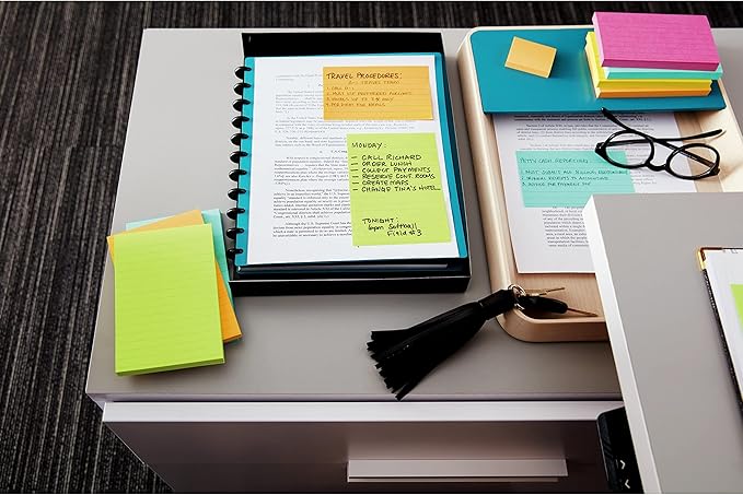 Post-it Mini Notes, 1 3/8 x 1 7/8 in, 24 Pads, America's #1 Favorite Sticky Notes, Poptimistic Post-it Notes, Aqua Blue, Vital Orange, Neon Green, Guava Pink